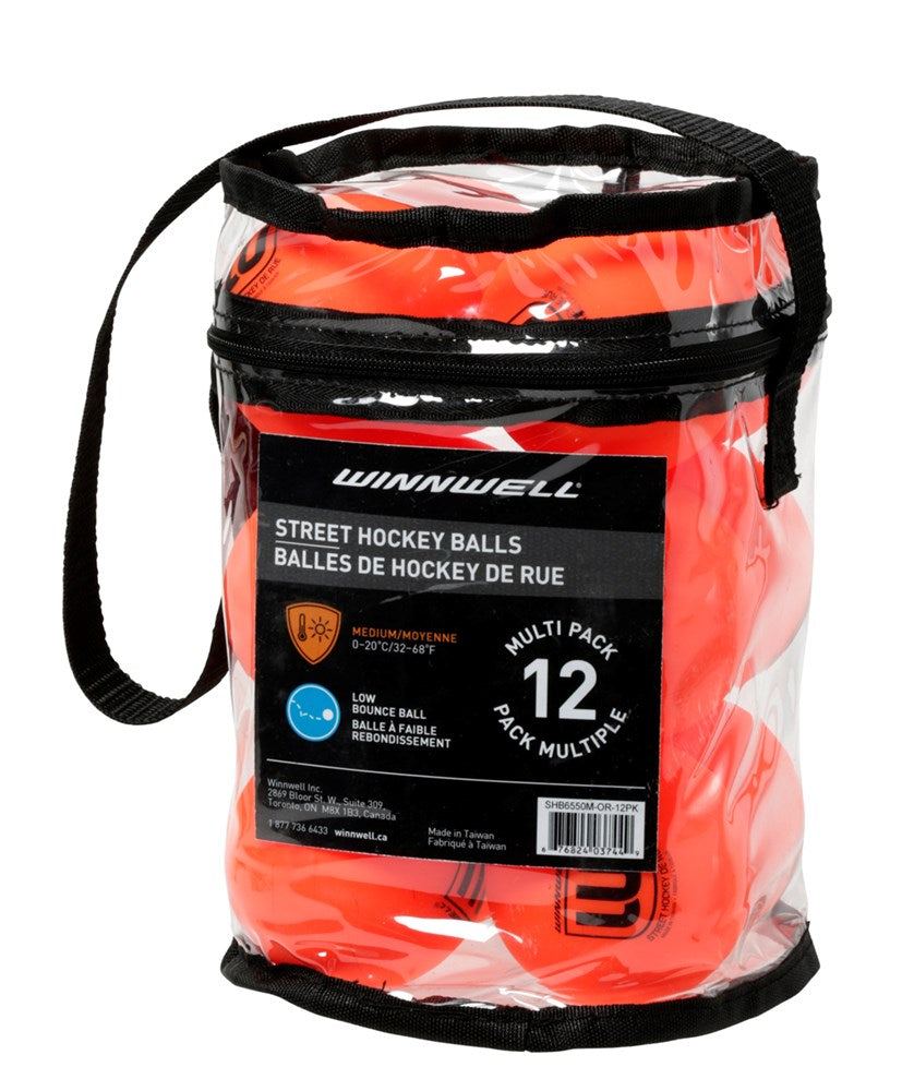 Winnwell Street Hockey Ball - Medium - Orange - 12 pack