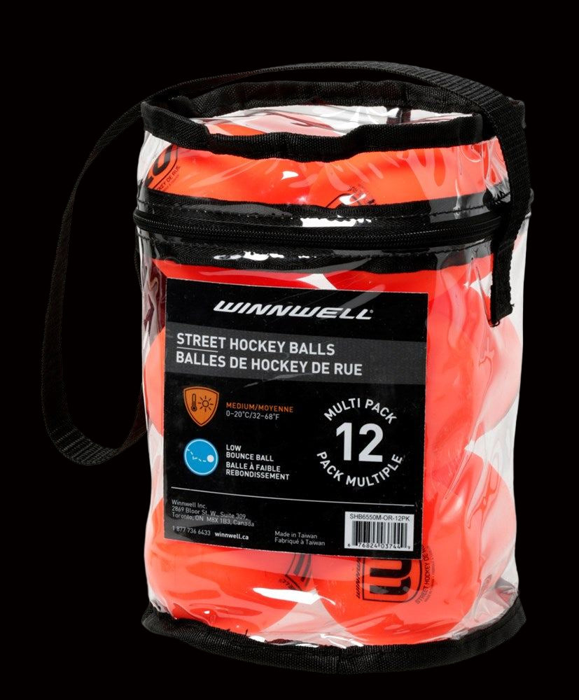 Winnwell Street Hockey Ball - Medium - Orange - 12 pack