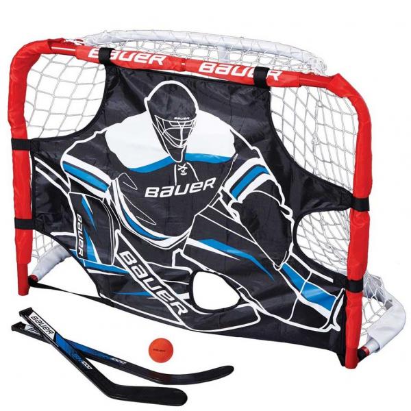 Bauer Knee Hockey Goal Set Pro | Complete Starter Kit with Sticks & Ball