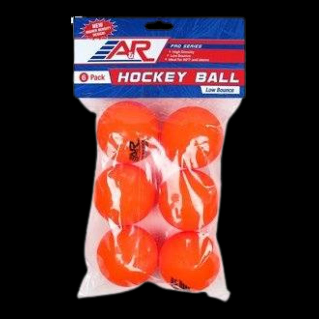 A&R Orange Street Hockey Balls Low Bounce - 6 Pack (60°-70°F Temperature Range)