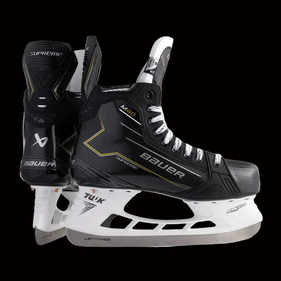 Bauer Supreme M40 Ice Hockey Skates with lightweight materials and pro-level finishes featuring LS EDGE holder.