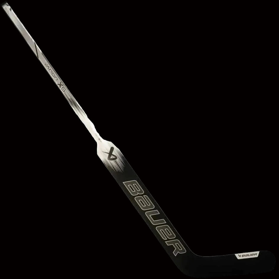 A Bauer Vapor X5 Pro goalie stick with a black shaft and white detailing.