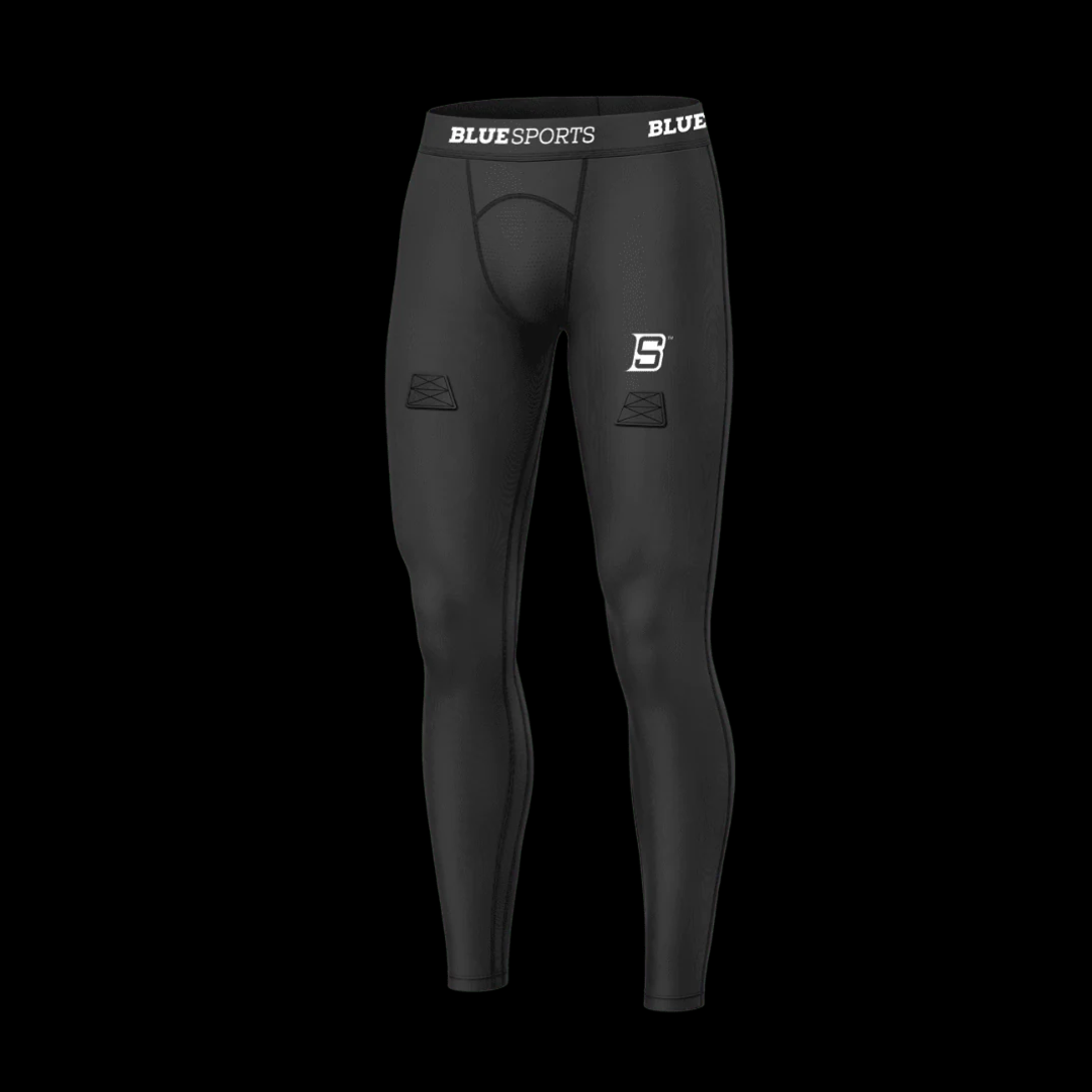 Blue Sport Compression Pant With Cup - Moisture-Wicking Protection & Comfort