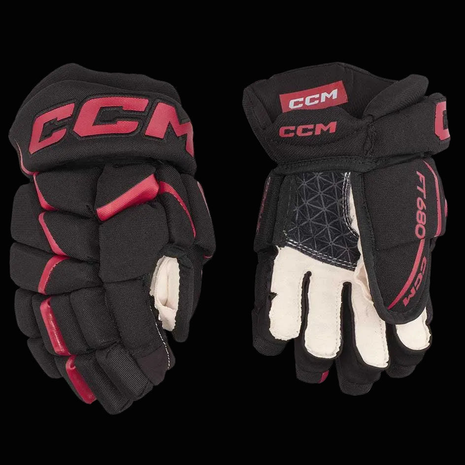 CCM Jetspeed FT680 Hockey gloves with durable design and breathable mesh.