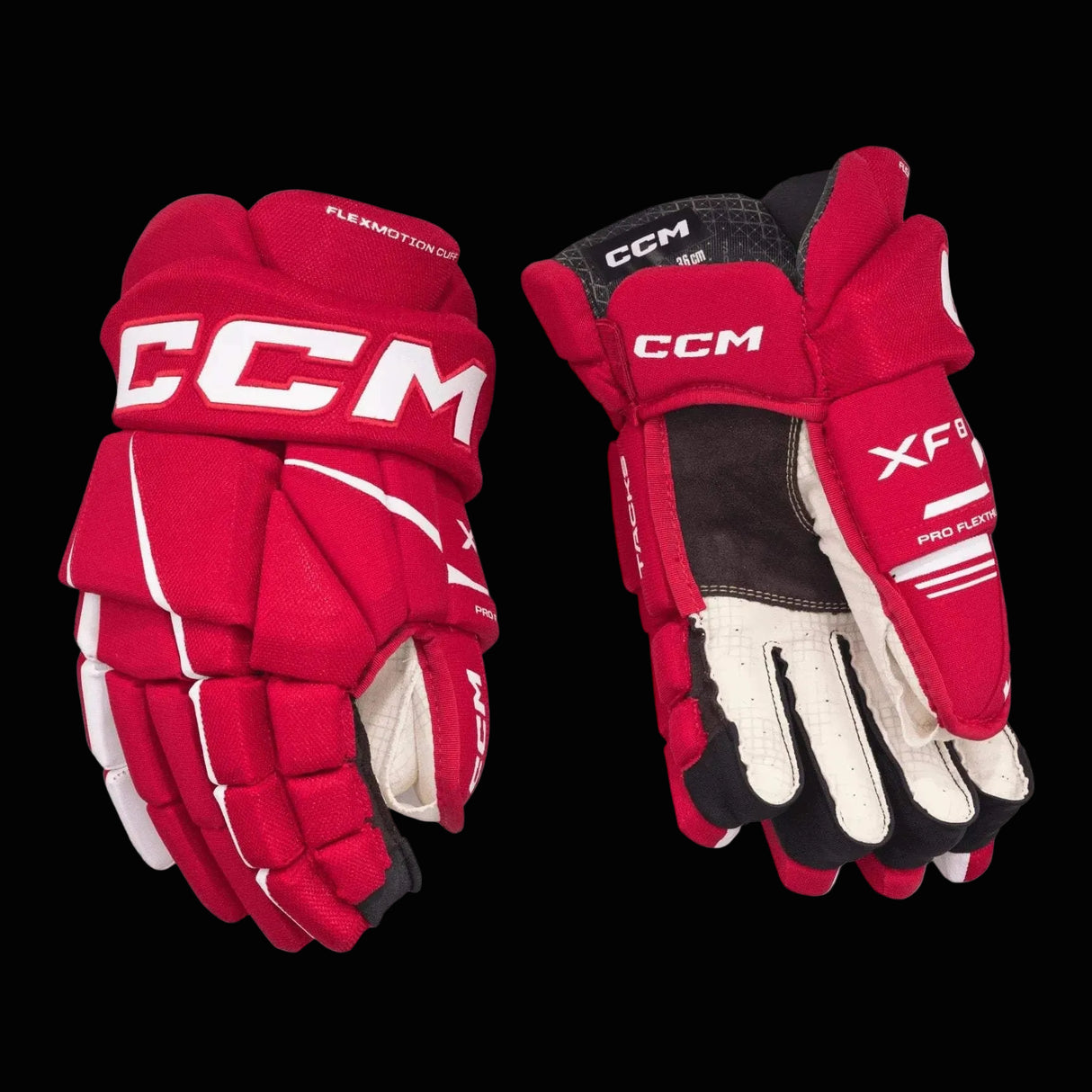 red ccm tacks hockey gloves