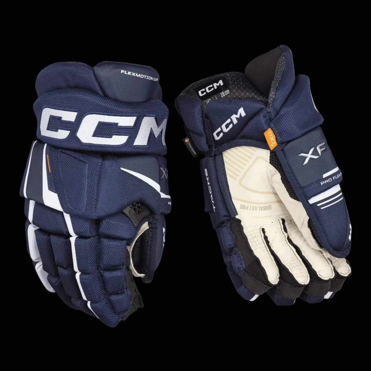 CCM Tacks XF Pro Hockey Gloves with Sensalast Pro palm and NEST TECH construction.