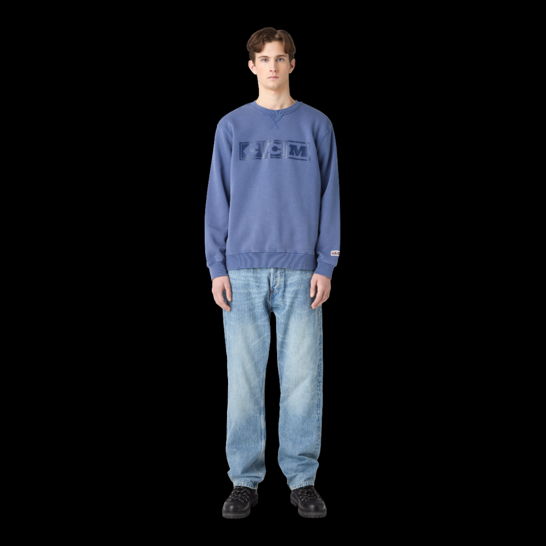 CCM FCR69A Vintage Wash Crew Neck Jumper - Indigo Blue