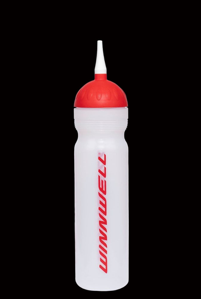 Winnwell Water/Drink Bottle 1LT with red cap and white body.
