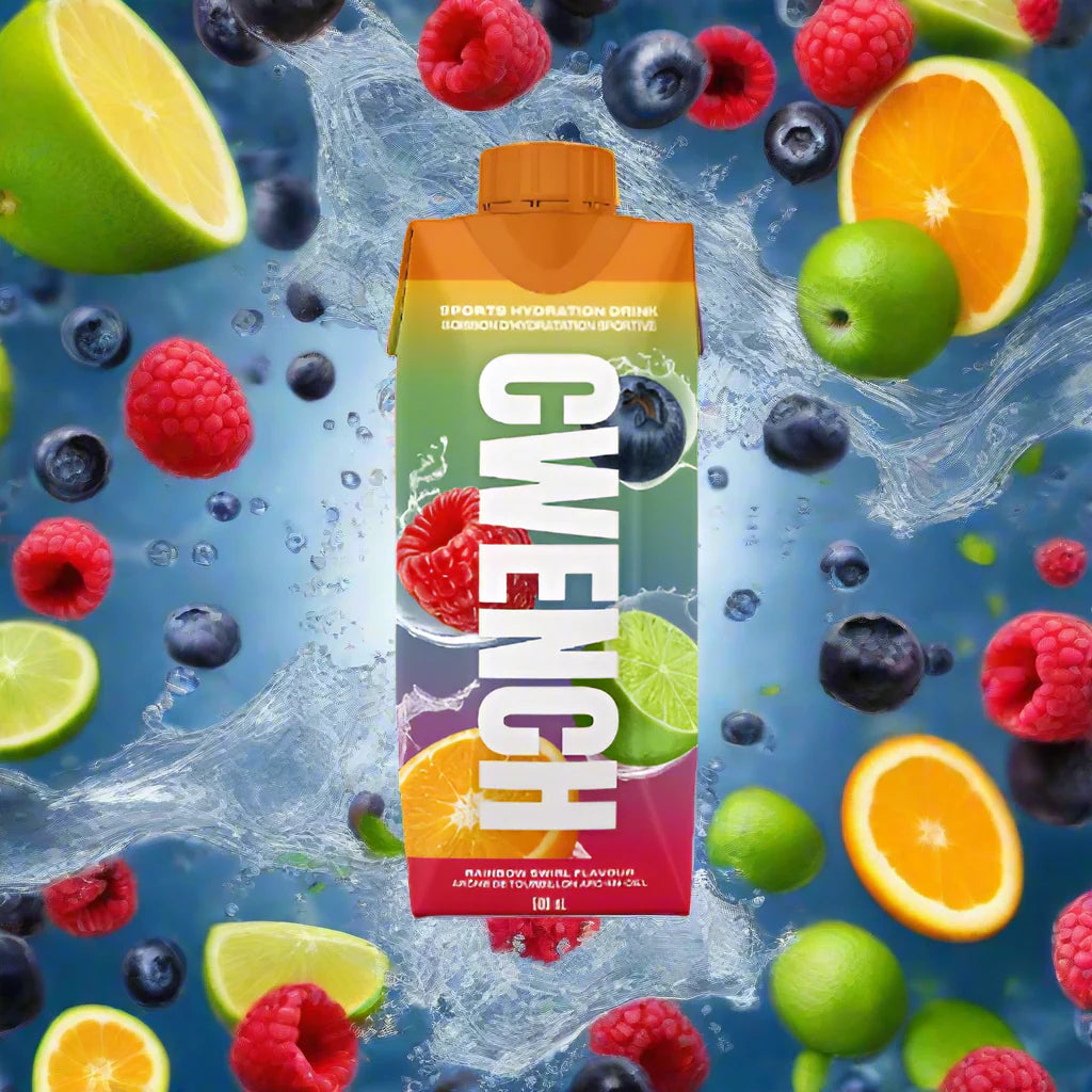 GWENCH sports hydration drink carton with colorful design on a white background