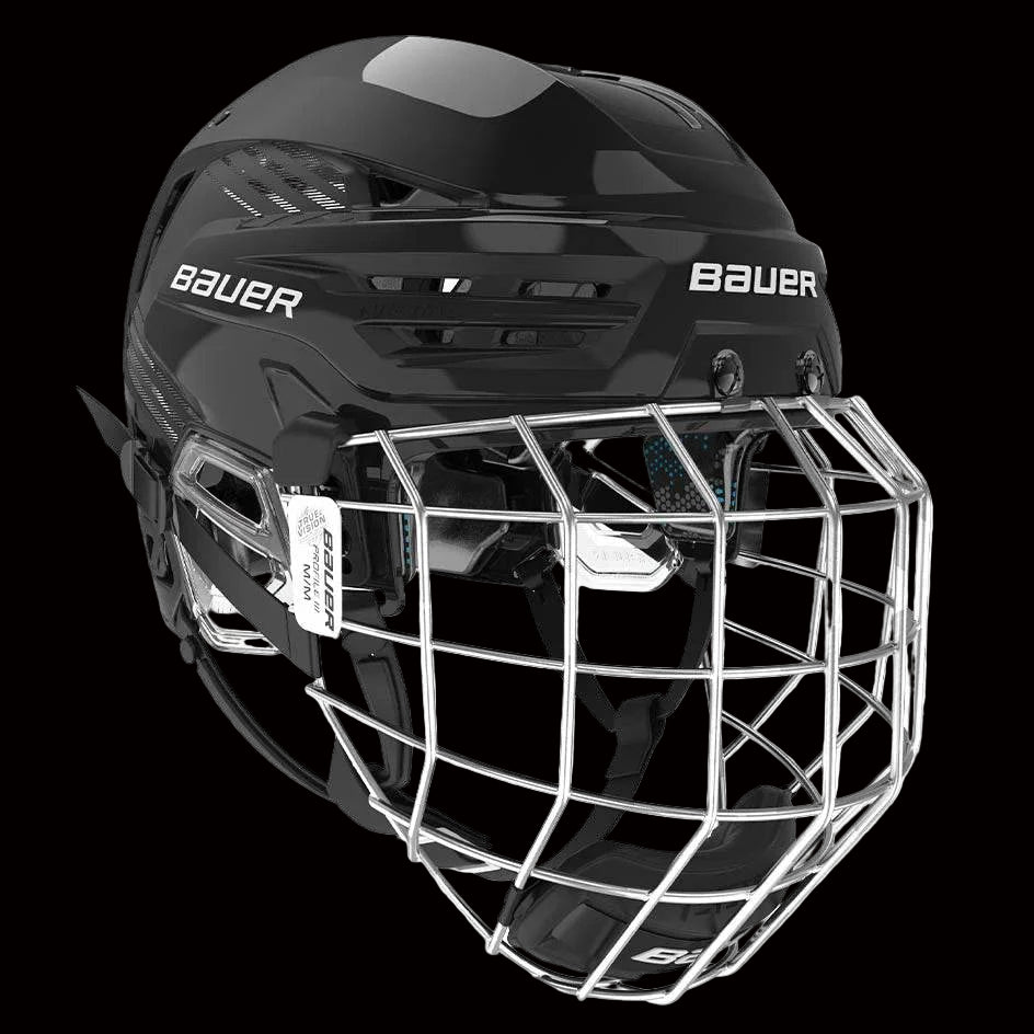 Bauer Re-Akt 85 Helmet Combo with cage in black.