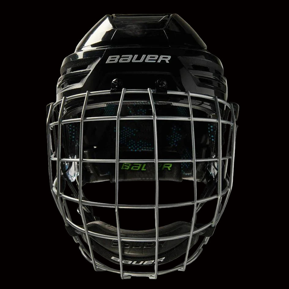 Bauer Re-Akt 85 Helmet Combo, front view with cage.