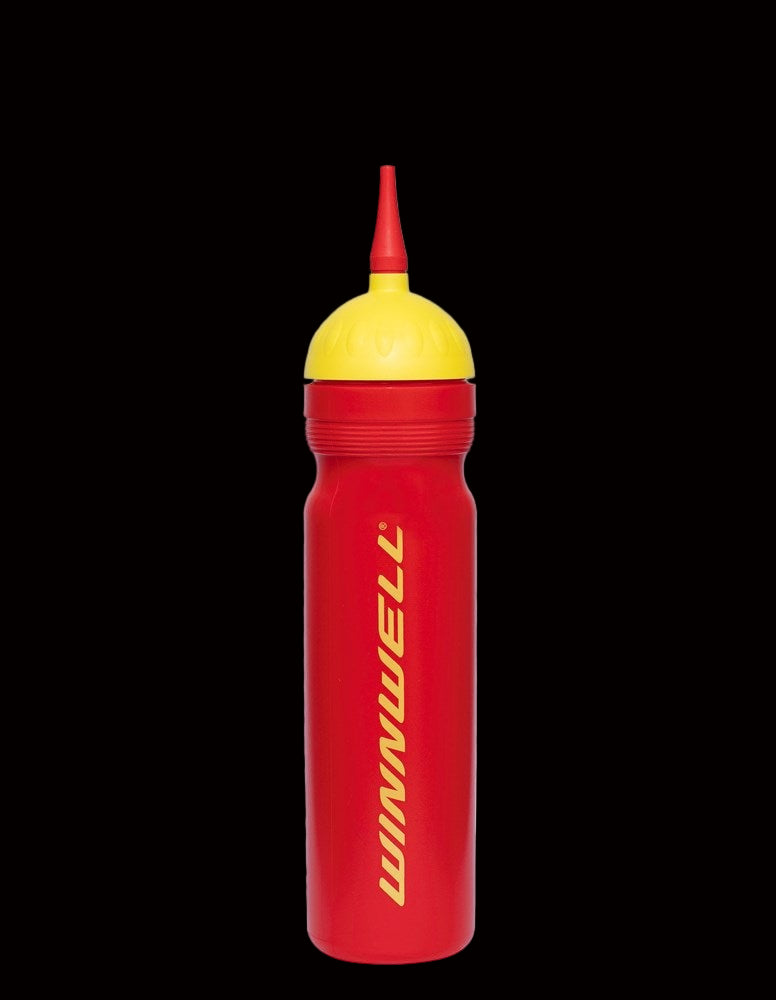 Winnwell Water/Drink Bottle 1LT in red with yellow cap.