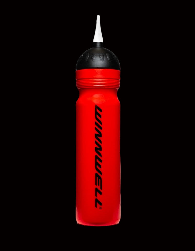 Winnwell Water Drink Bottle 1LT in red with black cap.