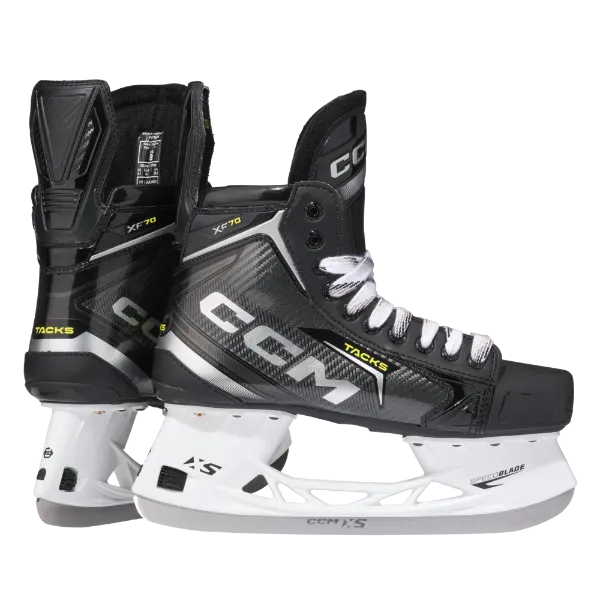 CCM Tacks XF 70 Junior hockey skates with ergonomic composite boot and memory foam padding.