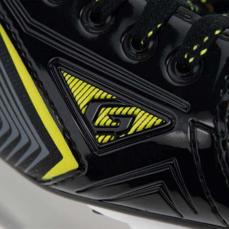 Close-up of Graf Supra G115X Ice Hockey Skate's logo detailing.