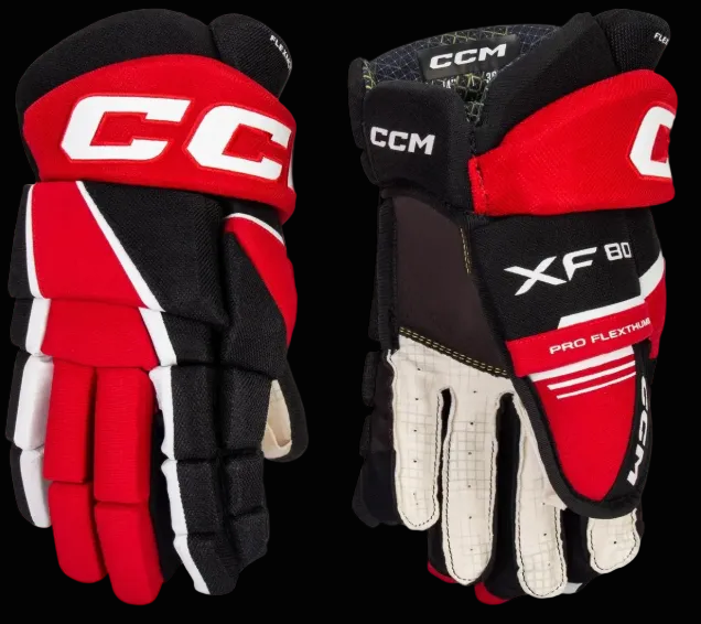 black red white hockey gloves