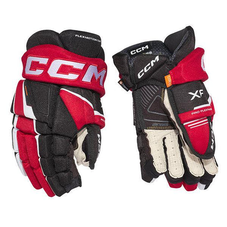 CCM Tacks Xf Hockey Gloves with Sensalast palm and D3O® Zero technology for enhanced dexterity and protection.