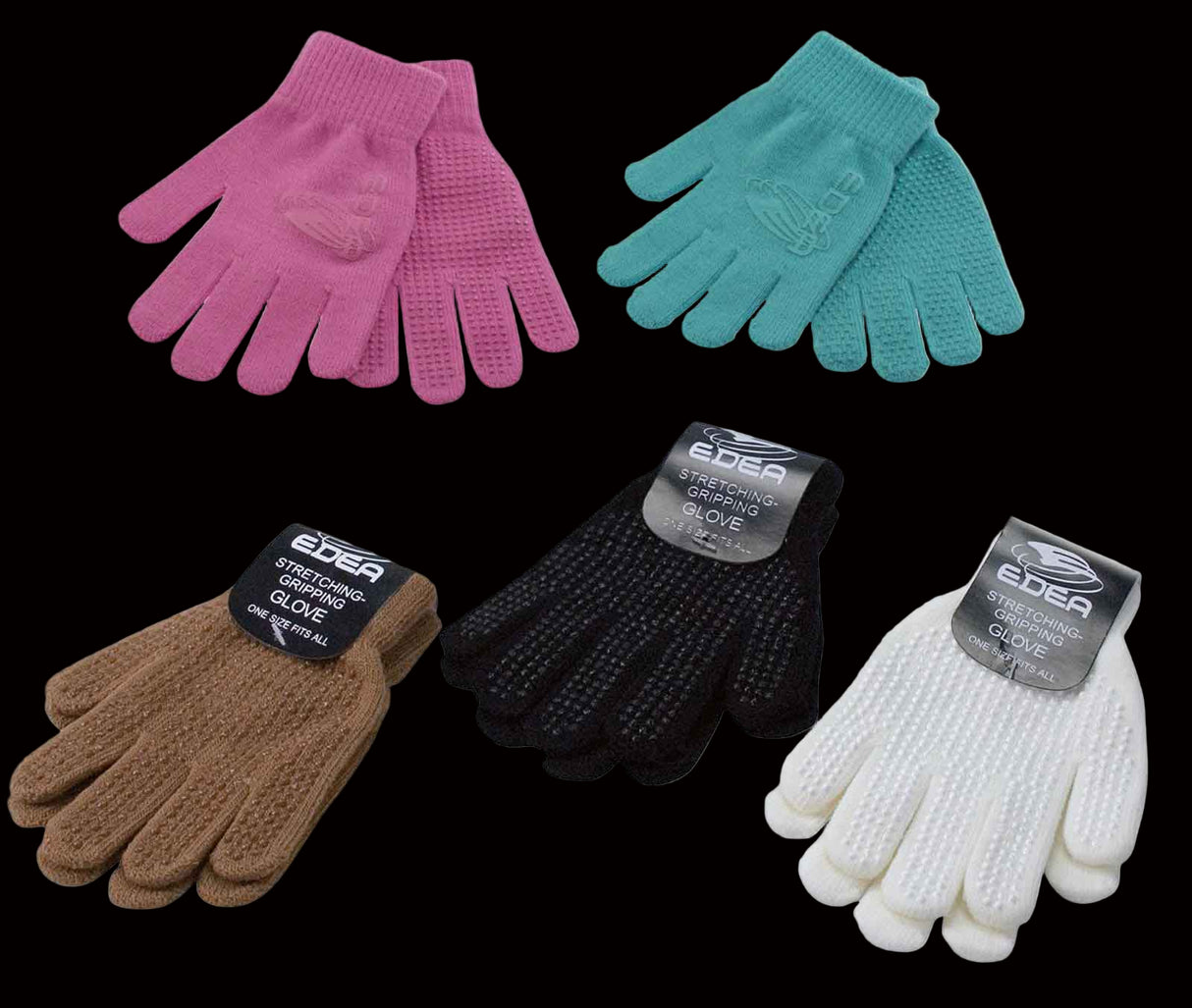 Edea Gripping Skating Gloves in various colors with rubber dot grips for improved comfort and shock absorption.