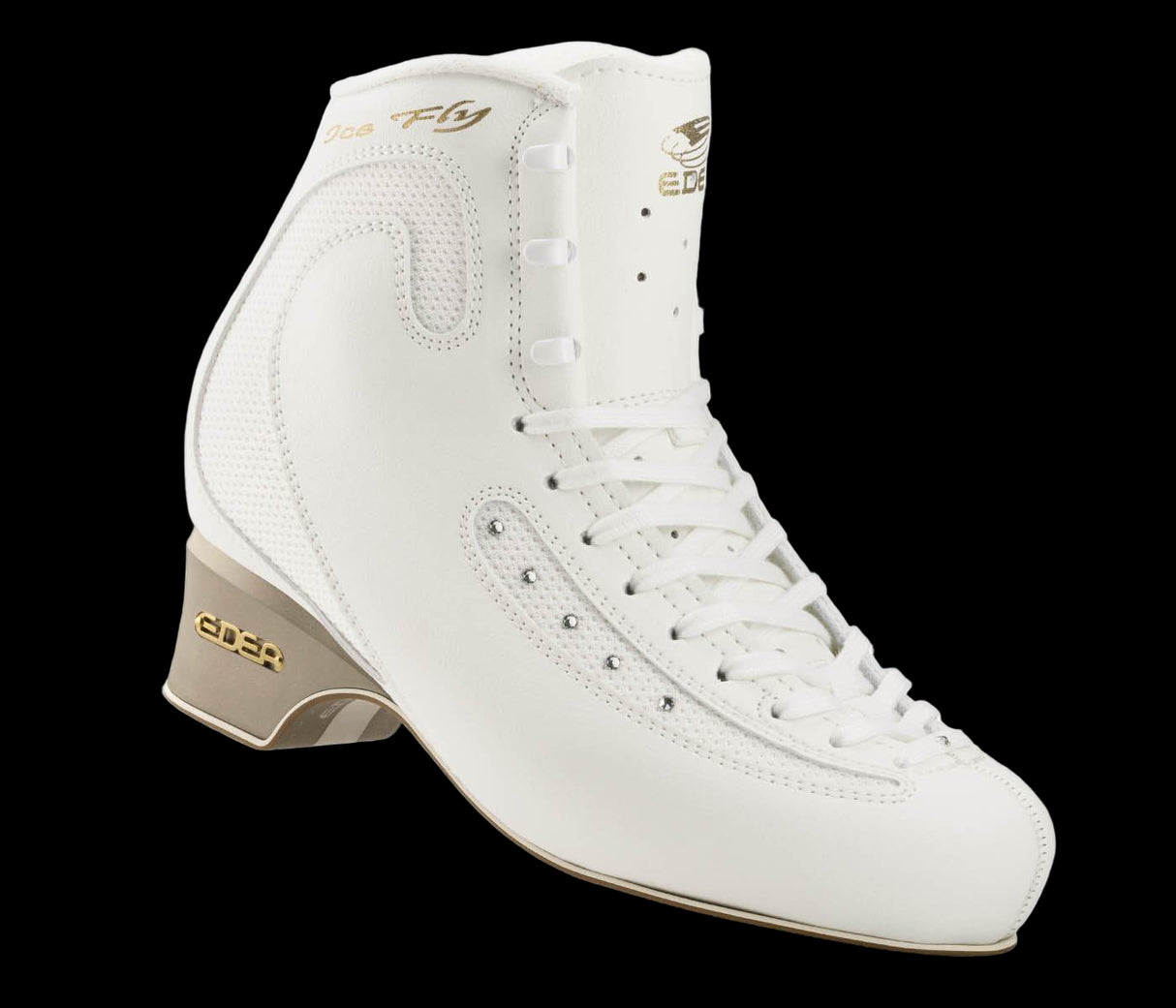 EDEA Ice Fly white figure skate boot, ultra-modern and lightweight design.