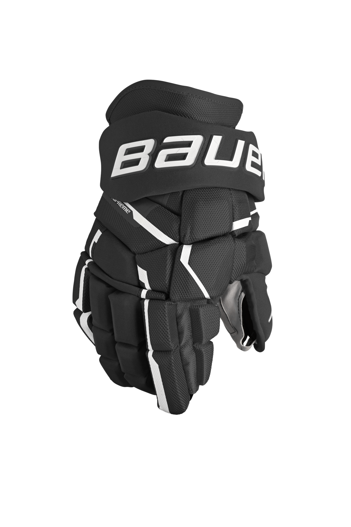 Bauer Supreme MACH Gloves with flexible construction and durable palm overlay for superior grip and protection.