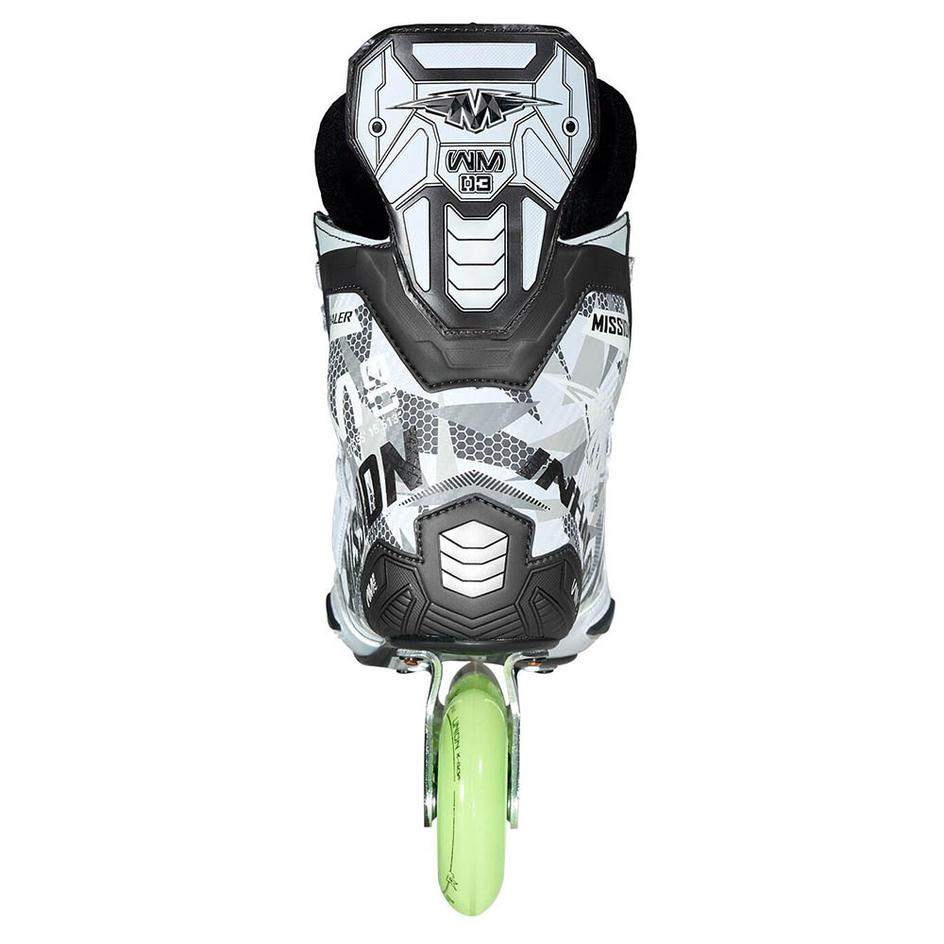 Mission Inhaler WM03 Inline Hockey Skates with Hi-Lo chassis and Labeda Union wheels.
