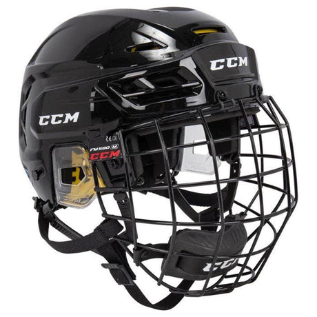 CCM 210 Helmet/Combo, black, with cage for competitive hockey players.