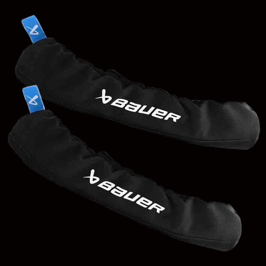 Bauer S23 Skate Guards in black with blue tabs for blade protection and sizing options.
