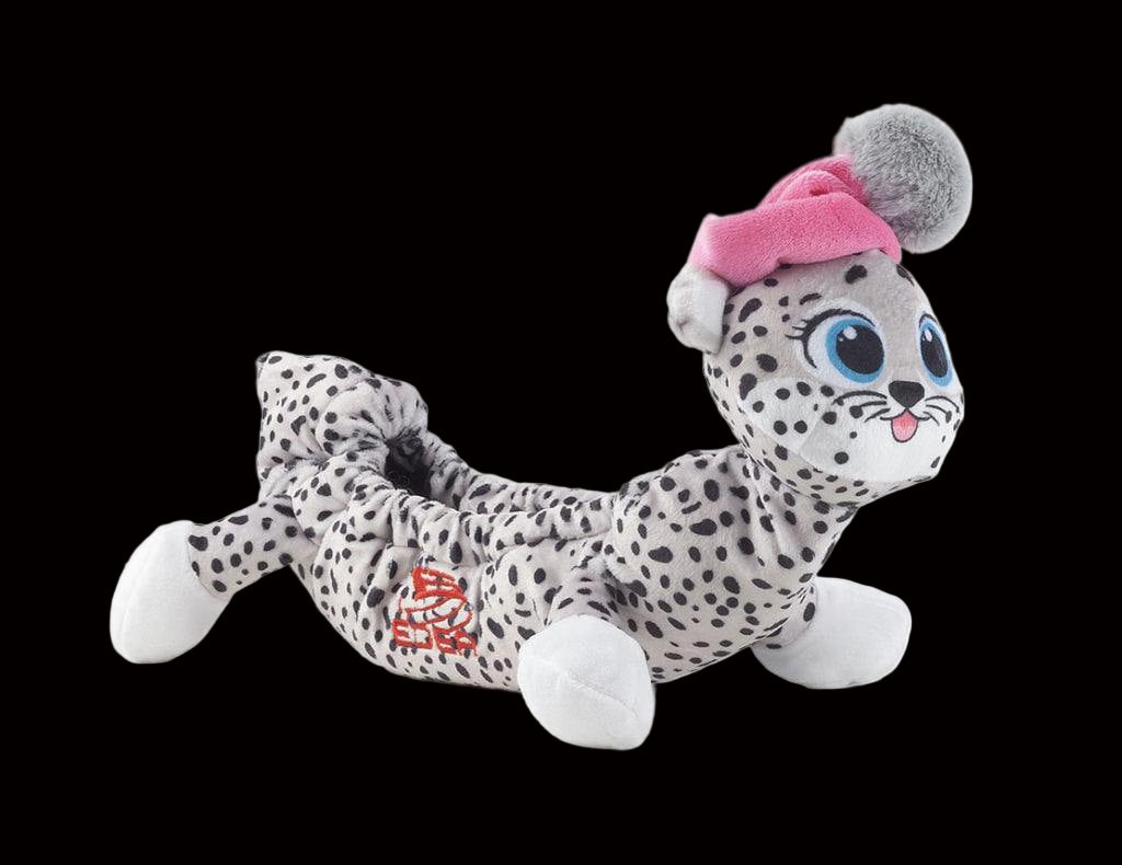 Edea Maxi Blade Buddies, plush skate blade cover, spotted animal design with pink hat.