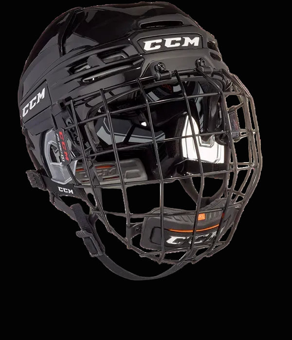 CCM Tacks 910 Helmet Combo with black cage design, offers elite protection and comfort.
