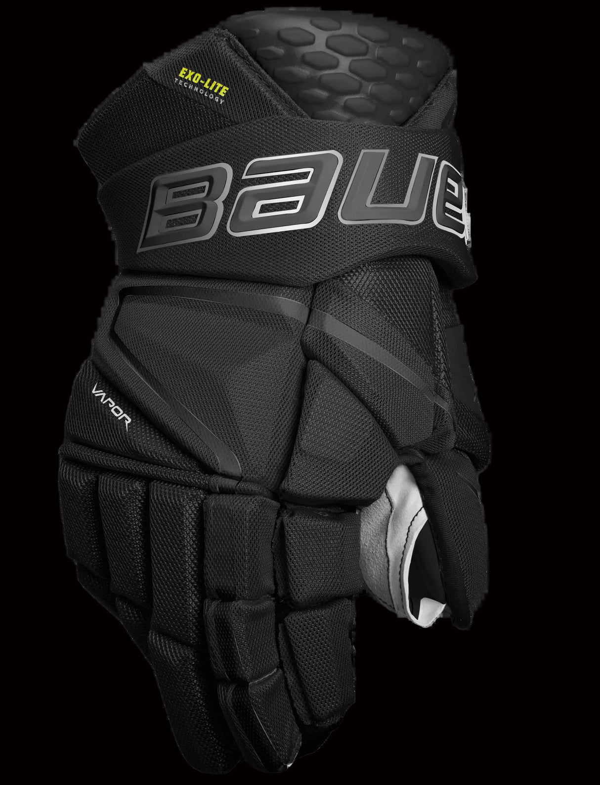 Bauer Vapor Hyperlite Hockey Gloves, lightweight protection, DC Tech foam, molded Shocklite plate, improved durability, DuraCONNEKT palm, NANOSENSE liner.