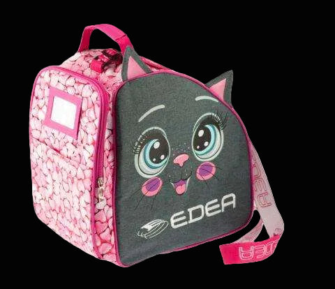 Edea Kitten Skate Bag with cute kitten design, durable polyester, and adjustable shoulder strap.