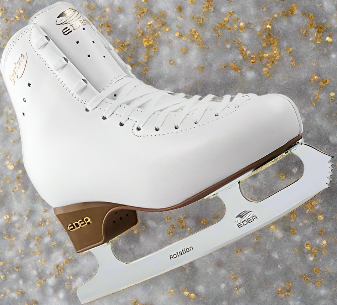 EDEA Overture Figure Ice Skates with Rotation Blade, white, designed for intermediate skaters.