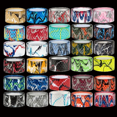 Lizard Skins Grip Tape in various colors and patterns for hockey sticks.