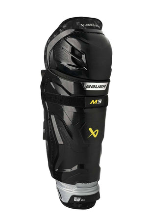 Bauer Supreme M3 Shin Pads with X-FLEX Shield Cap and THERMOMAX Sub Liner for skater mobility and protection.