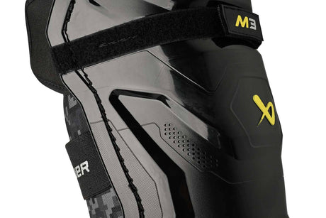 Bauer Supreme M3 Shin Pads with X-FLEX Shield Cap for mobility and protection.