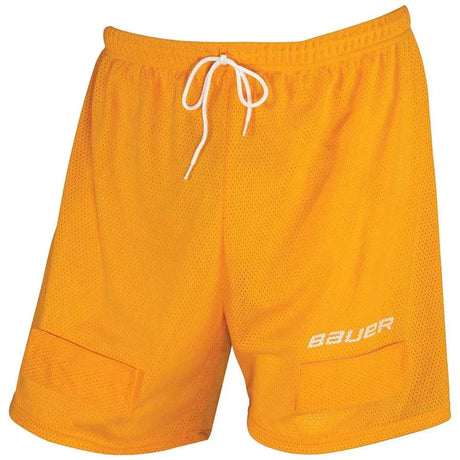 Bauer Core Mesh Jock Short Senior with XO PRO CUP™ and reinforced leg elastics, bright orange color.