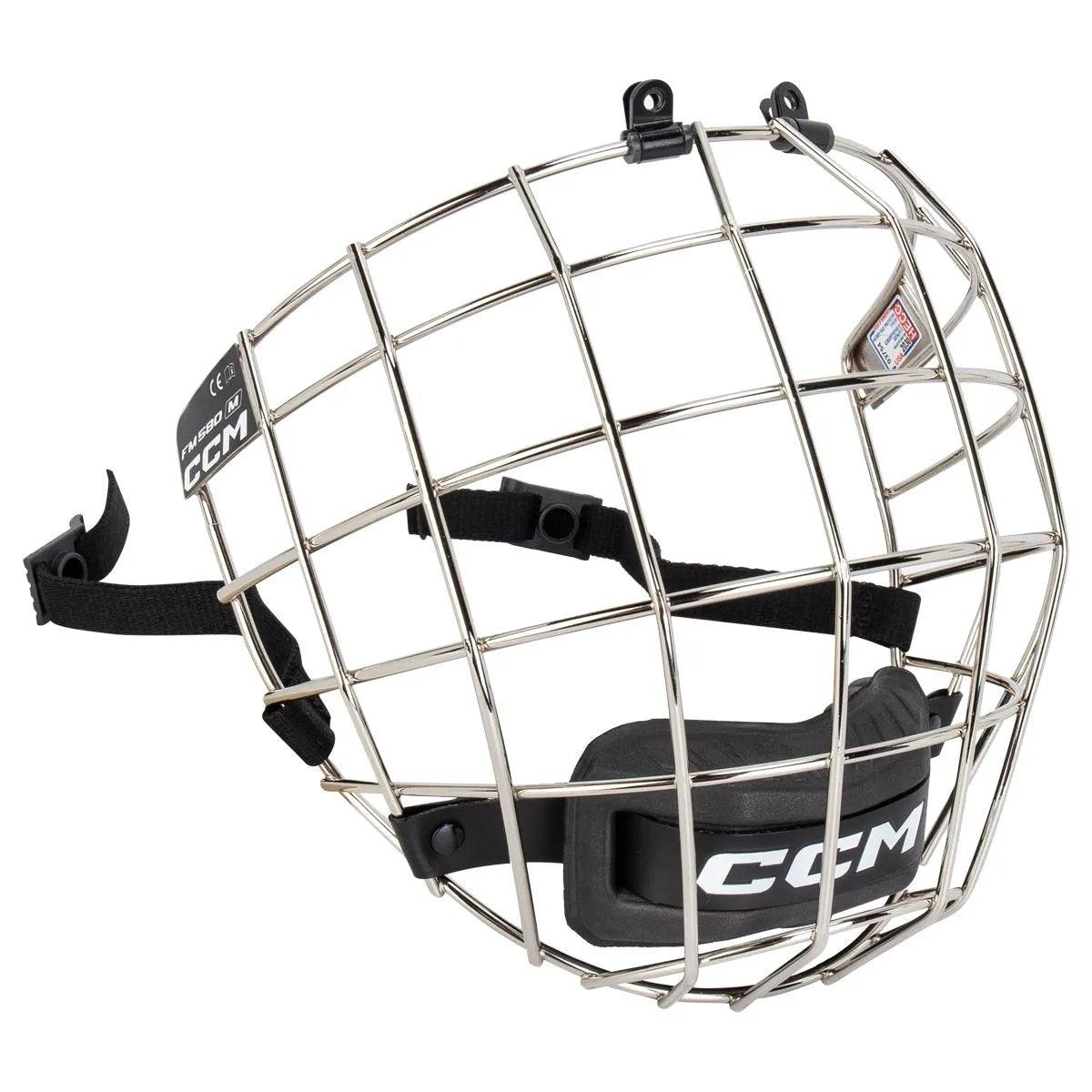 CCM 580 Chrome Facemask with Quick Snap Adjustment and Double Density Chin Cup