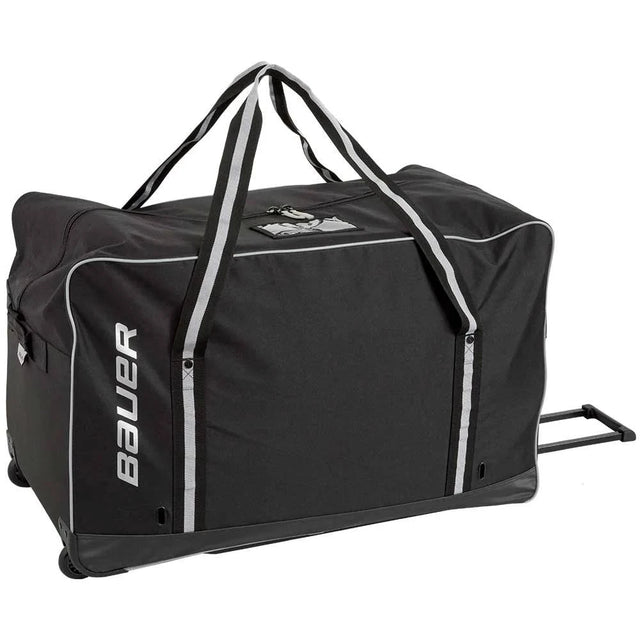 Bauer Core Wheeled Bag, heavy-duty 600D poly construction, spacious, ventilated.