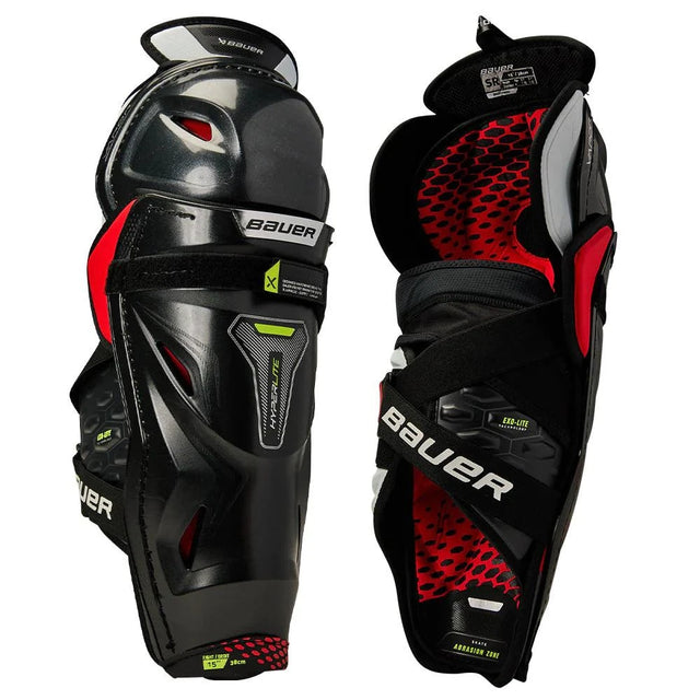 Bauer Vapor Hyperlite Shin Guards for elite level hockey protection and comfort.