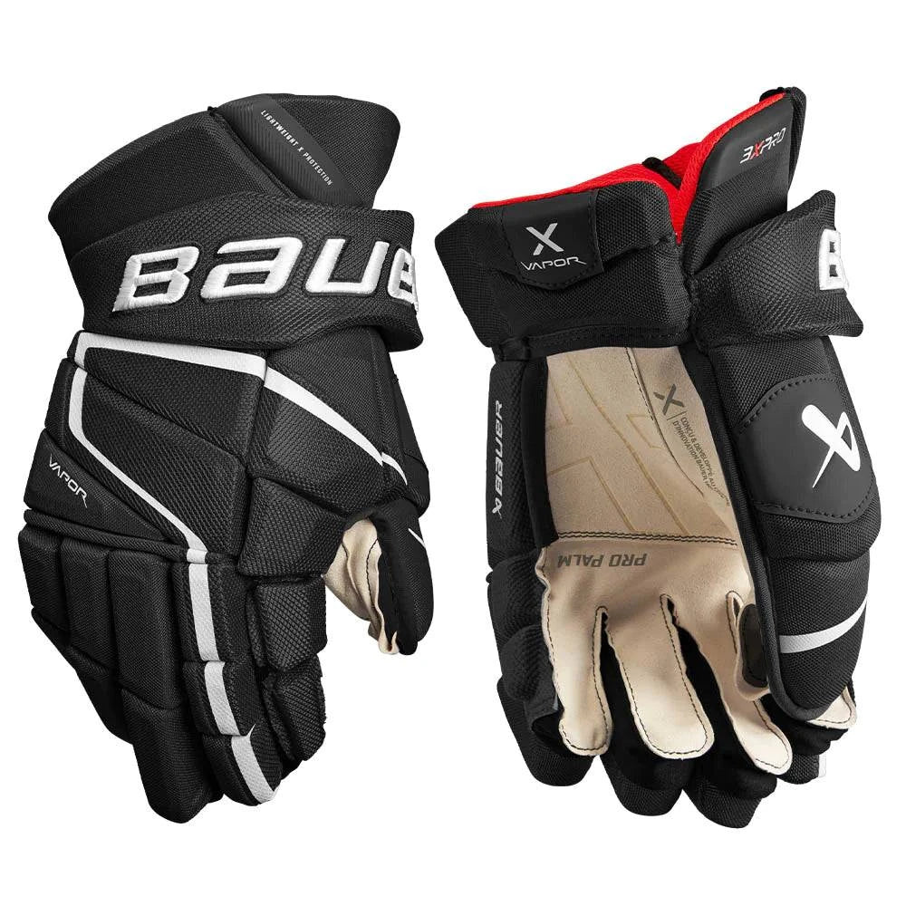 Bauer Vapor 3X Pro Hockey Gloves, elite-level protection, pro-style comfort, durable PRO palm.