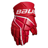 Bauer Vapor 3X Hockey Glove in red with pre-curved backhand and flexible design.