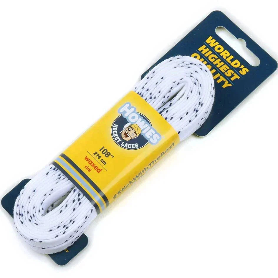 Howies Pro Waxed Laces in White with durable polyester yarns and molded tips.