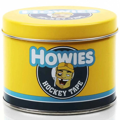 Howies Hockey Tape Tin for protecting hockey tape in yellow container.