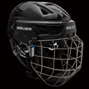 Bauer Re-akt 155 Hockey Helmet Combo, black helmet with protective cage, enhanced safety and fit technology.