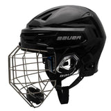 Bauer Re-akt 155 Hockey Helmet Combo with cage, featuring AV Form Pod and Defense Cloud Tech Foam for enhanced safety and comfort.