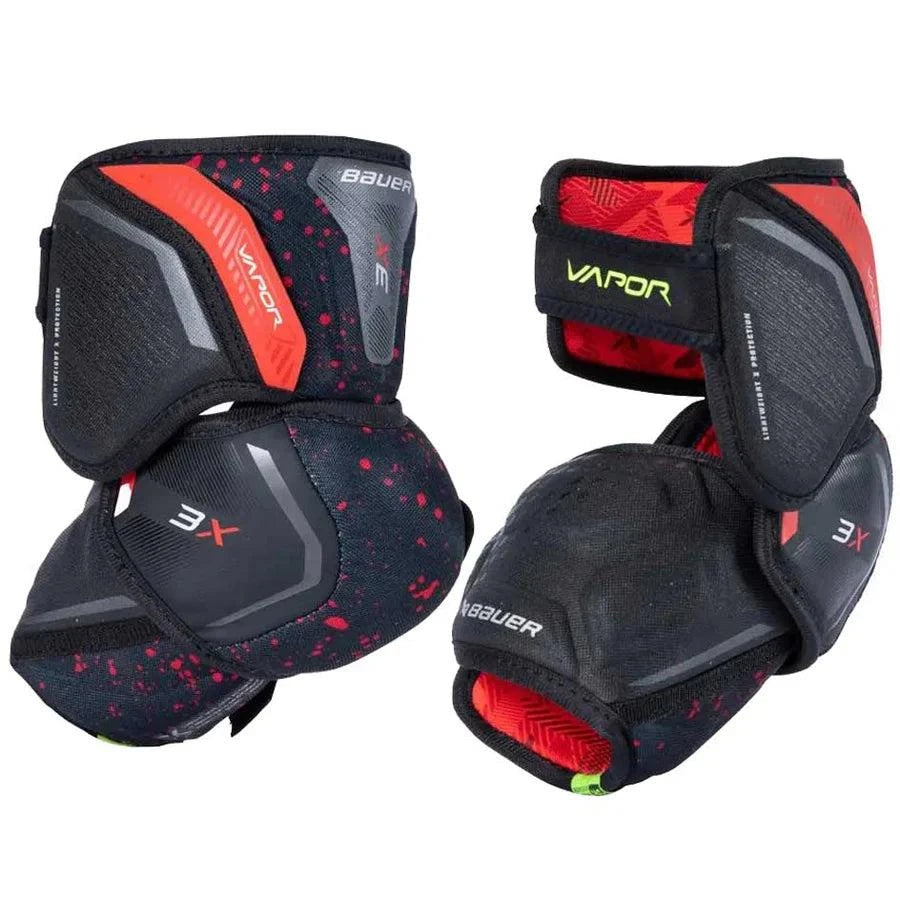 Bauer 3X Elbow Pads with 3-piece cap, independent bicep construction, and THERMOCORE Zero liner for odor control.