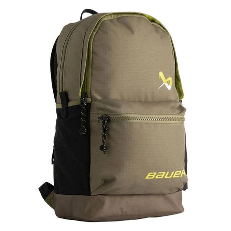 Bauer Varsity Backpack with large top-loading pocket and drawstring closure.