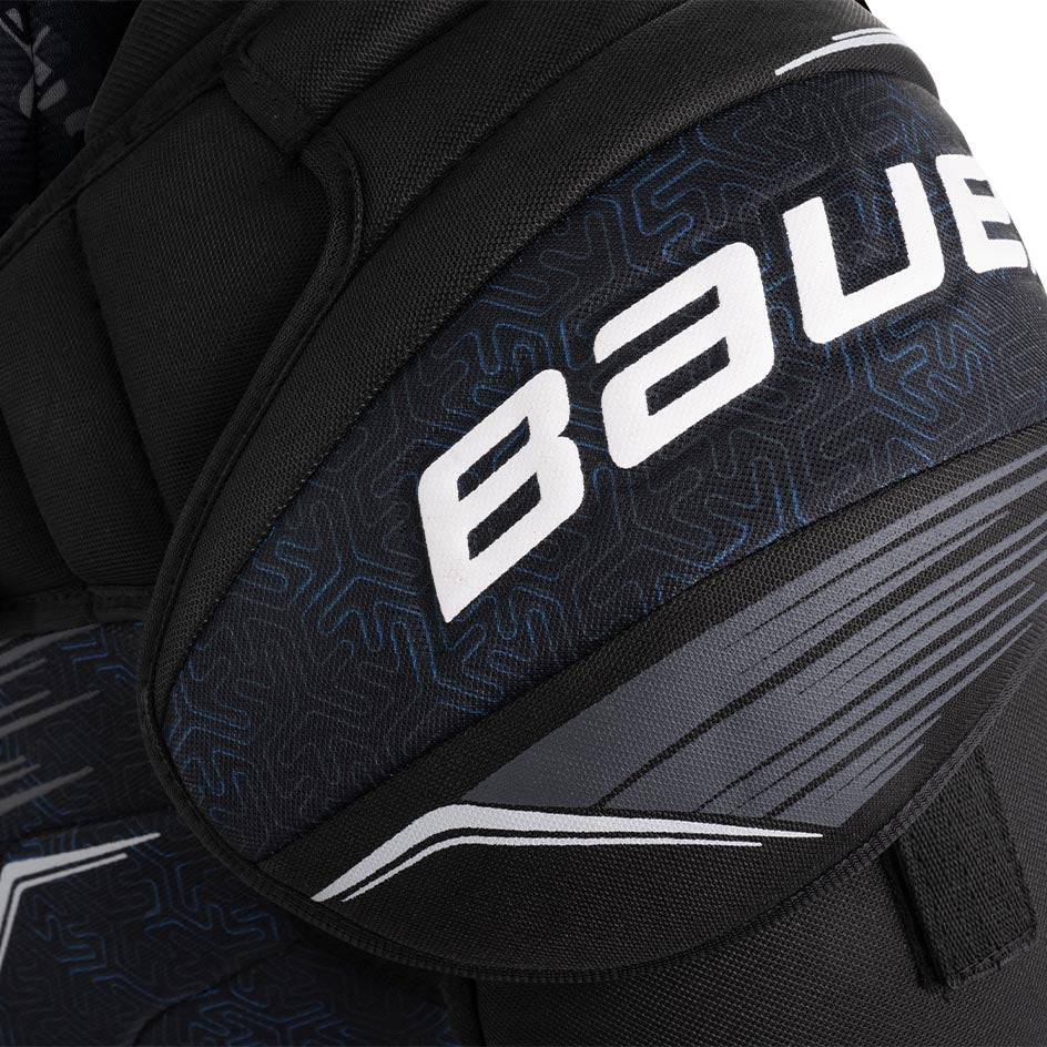 Bauer X S24 Shoulder Pads with molded sternum and FlexCell foam for protection.