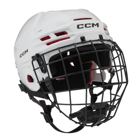 CCM Tacks 70 Helmet Combo for young hockey players aged 7-10, featuring modern design and tool-free adjustment.