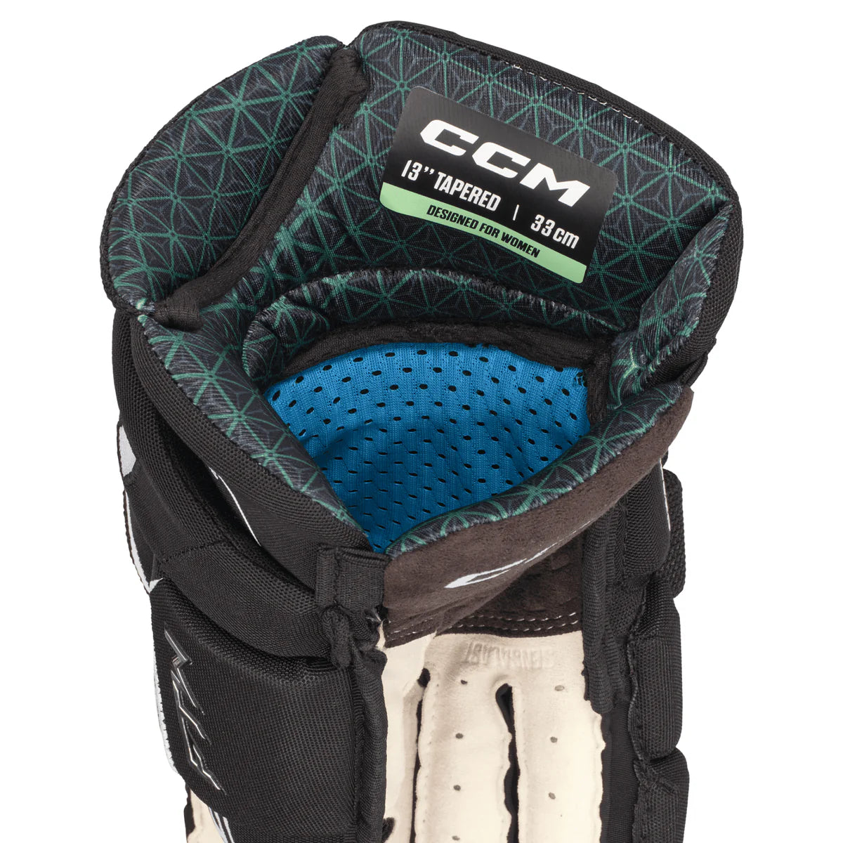 Women's CCM FTW Hockey Gloves with tapered fit and ventilation system for pro-level protection and comfort.